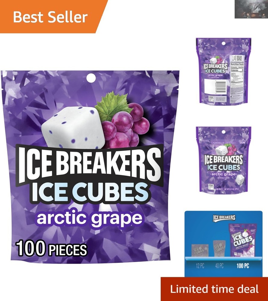 8.11 oz Ice Cubes Arctic Grape Gum – 100 Sugar-Free Pieces for Every Occasion