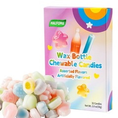 Gourmet Wax Bottle Chewy Candies: 32 Heart-Shaped Treats, Perfect for Gifting