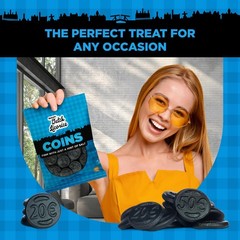 Salted Dutch Licorice Coins – 3 Pack of 5.2oz Bags – Salty Black Candy Treats