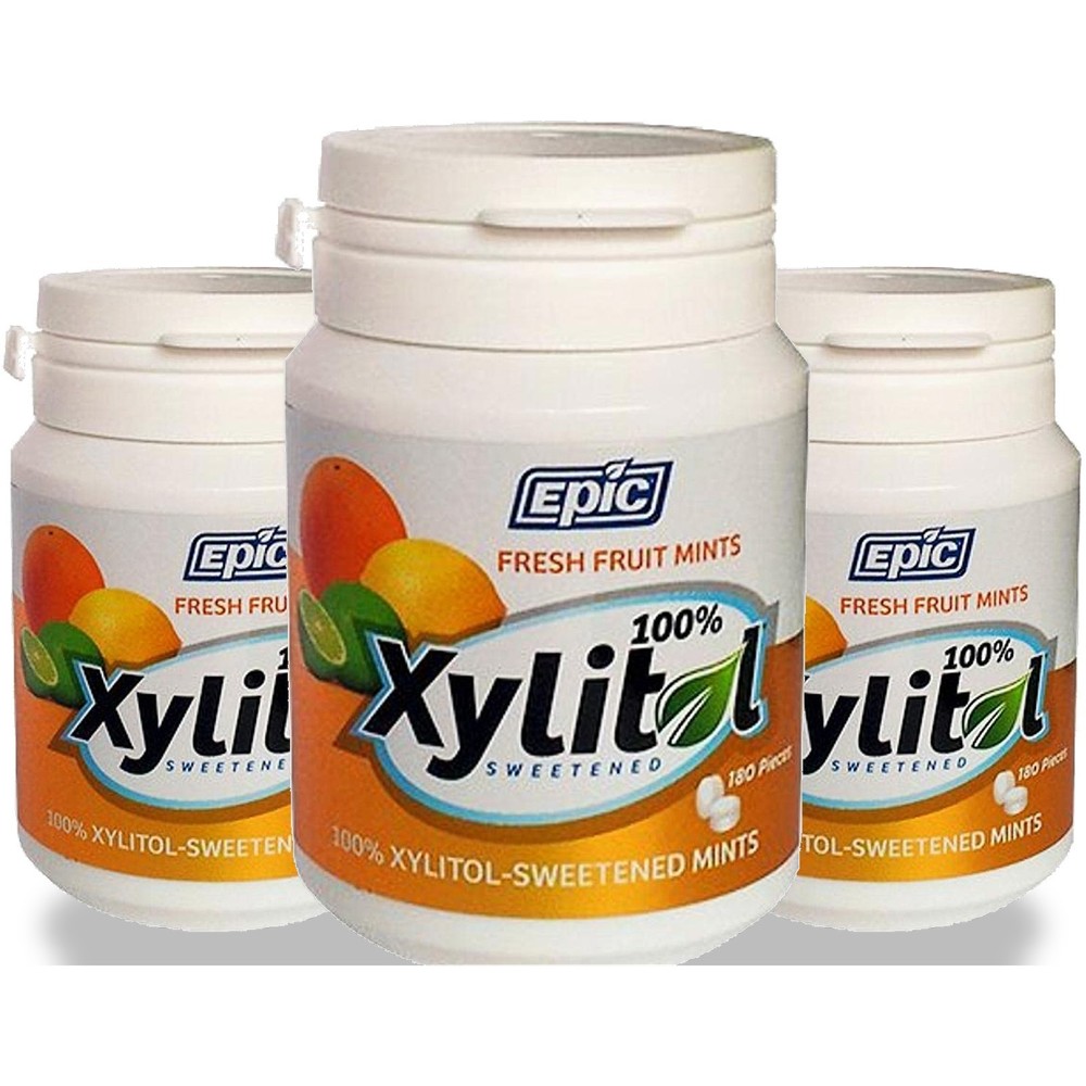 Epic Fresh Fruit Xylitol Sweetened Mints 180 Count 1G 3 Pack