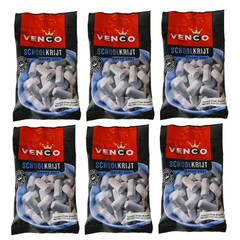 Venco Schoolkrijt Licorice Chalk Candy Original Dutch Crunchy Mint Coated 6 Pack