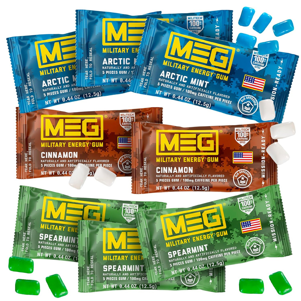 – Military Energy Gum | 100Mg of Caffeine per Piece + Increase Energy + Boost Ph