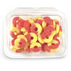 Fruity Flavorful Nostalgic Gummy Rings Candy Featuring 1lb. Apple, Peach, Waterm