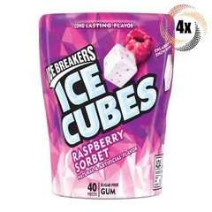 4x Bottles Ice Breakers Raspberry Sorbet Flavor Ice Cubes | 40 Pieces Per Bottle