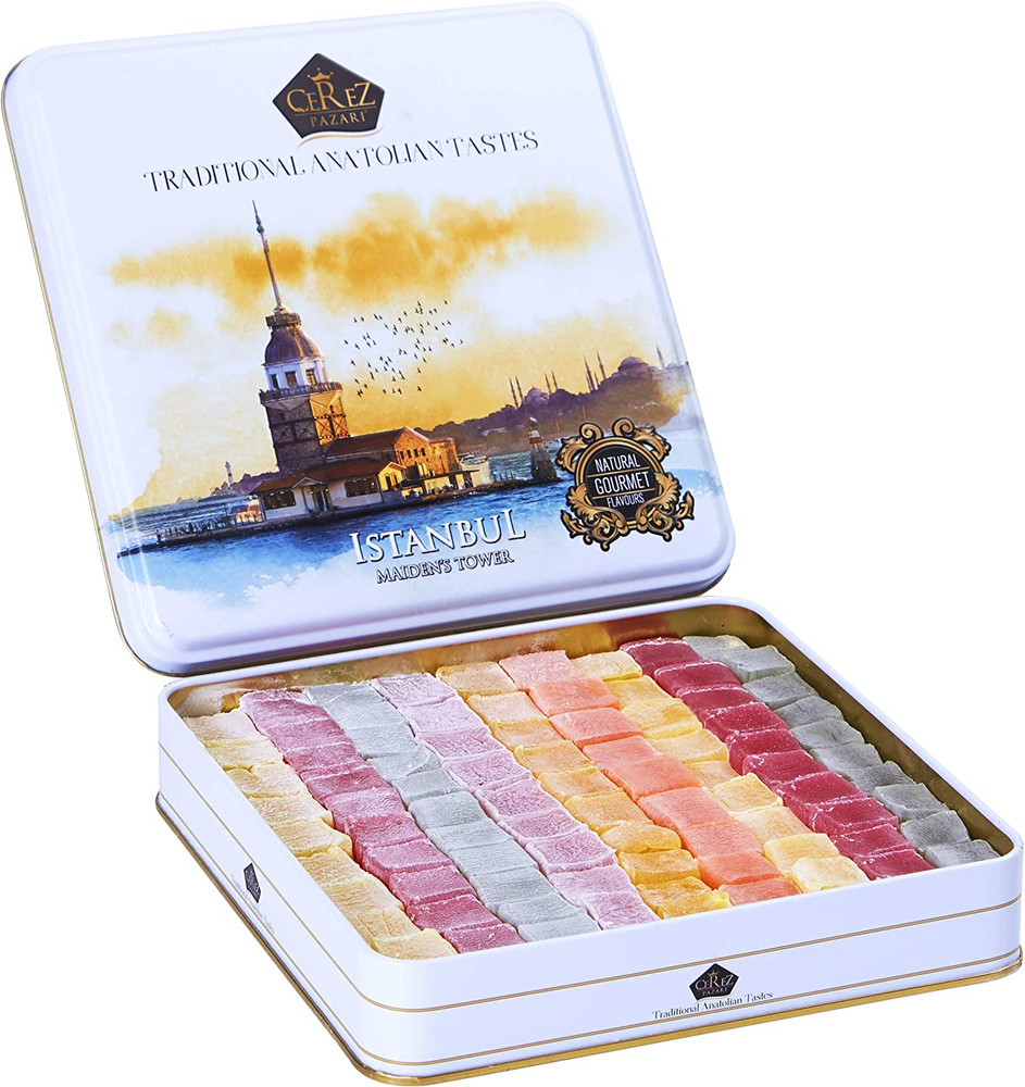 Cerez Pazari Turkish Delight Candy Gift Basket 2 Lbs, Lokum Dessert Christmas