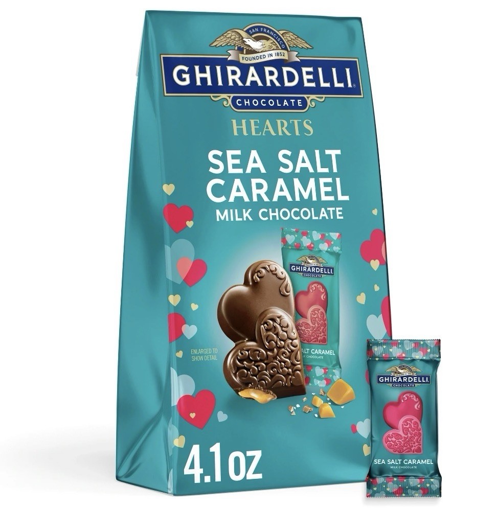 Ghirardelli Sea Salt Caramel Milk Chocolate Hearts, Limited Edition, 4.1oz
