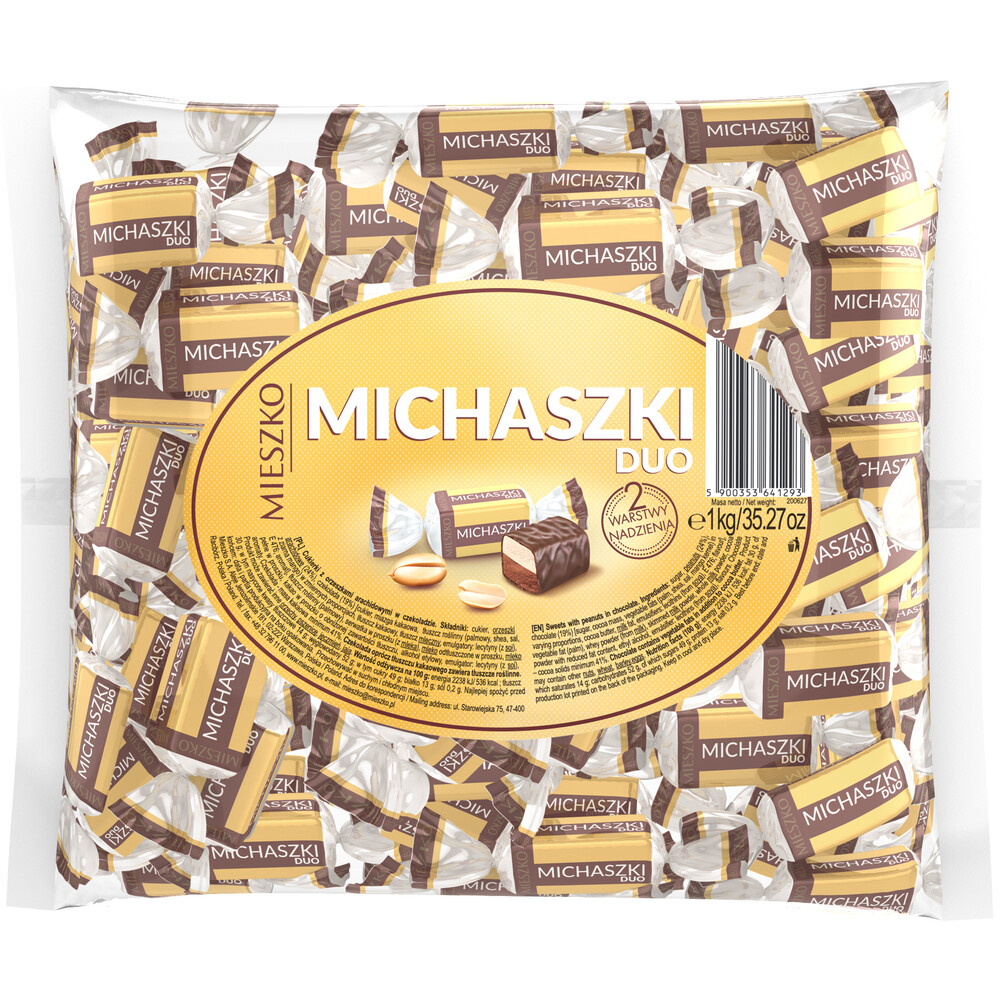 MIESZKO – MICHASZKI DUO – 1000G 1KG – CHOCOLATE CANDY WITH PEANUTS – POLAND