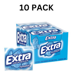 Peppermint Sugar Free Chewing Gum 150 Count 10 Pack 15 Pieces Bulk Mega Pack