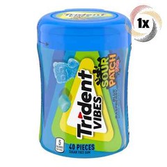 1x Bottles Trident Vibes Sour Patch Kids Blue Raspberry Gum, 40 Pieces Each