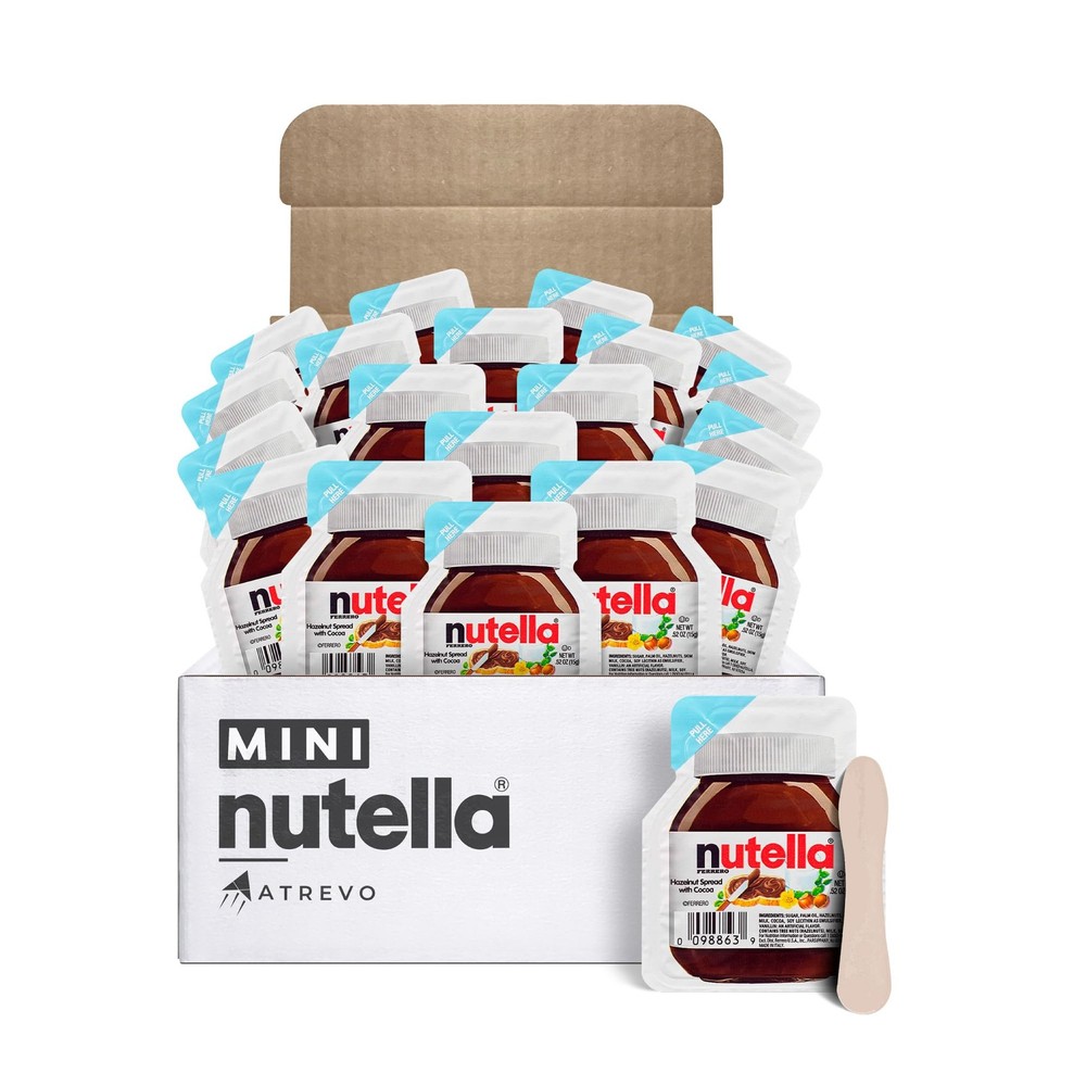 Nutella Mini Cups – 20 Single Serve Snack Packs (0.52 oz Each) + 20 Wooden Sp…