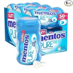 Mentos Pure Fresh Sugar-Free Chewing Gum with Xylitol, Fresh Mint, 50 Piece