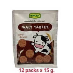Candy Malt tablet Candy Sweetened Tasty flavor Thai ROSCELA 12/15 g