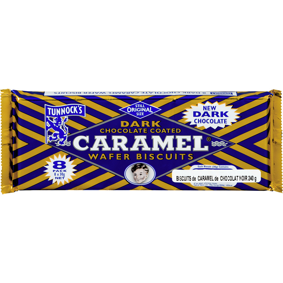 Tunnock’s Dark Chocolate Coated Caramel Wafer Biscuits