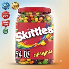 Skittles Original Chewy Candy Bulk Jar 54 oz Party Size Fruit Candy