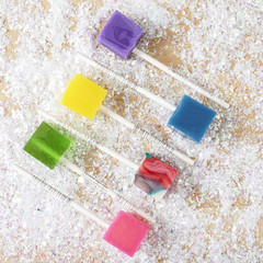 Hard Candy Cube Lollipop Suckers: Individually Wrapped Flavored Sucker Pack by