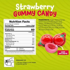 Strawberry Gummy Balls Candy with Jam Center, 19-Ounce Jar (30 Count)