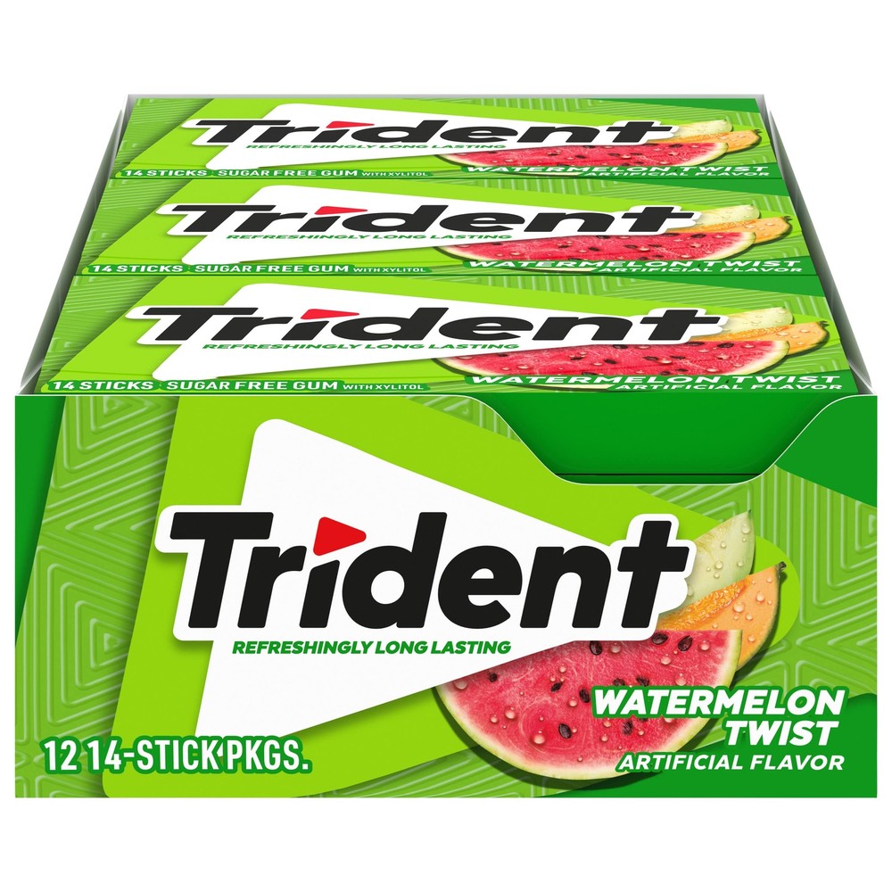 Trident Watermelon Twist Sugar Free Gum 12 Packs 14 Pieces Each Total 168 Pieces