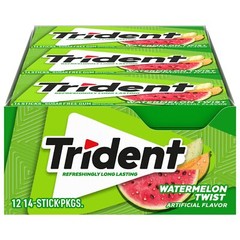 Trident Watermelon Twist Sugar Free Gum 12 Packs 14 Pieces Each Total 168 Pieces
