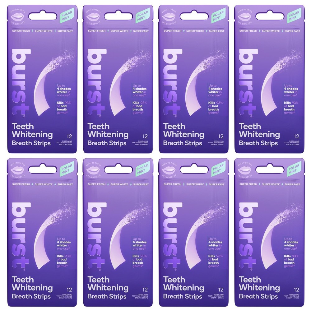 Burst Teeth Whitening Breath Strips Polar Mint/8 Pack | Kills 93 of Bad Mouth…