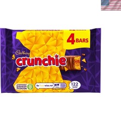 Crunchie Bars 4-Pack – Sweet Honeycomb in Milk Chocolate – Vegetarian Delight