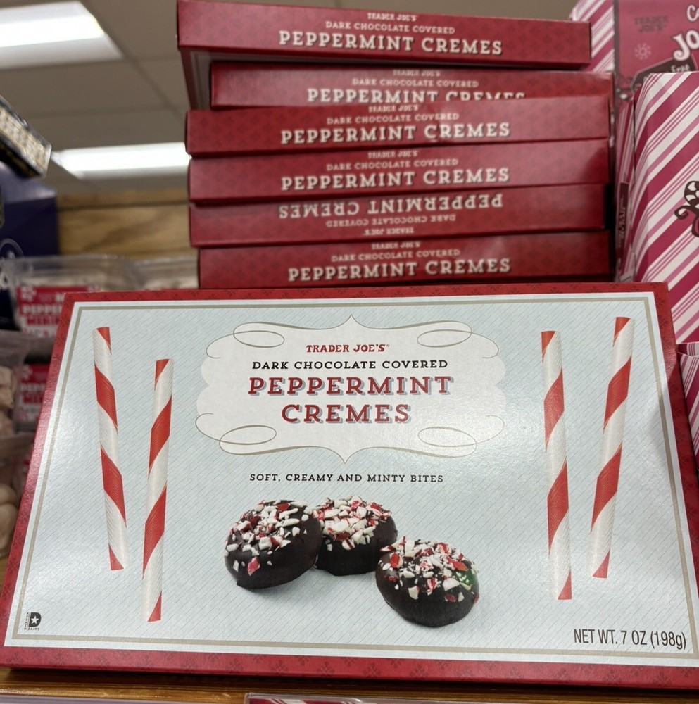 2 Packs Trader Joe’s Dark Chocolate Covered Peppermint Cremes 7oz Each = 14 oz
