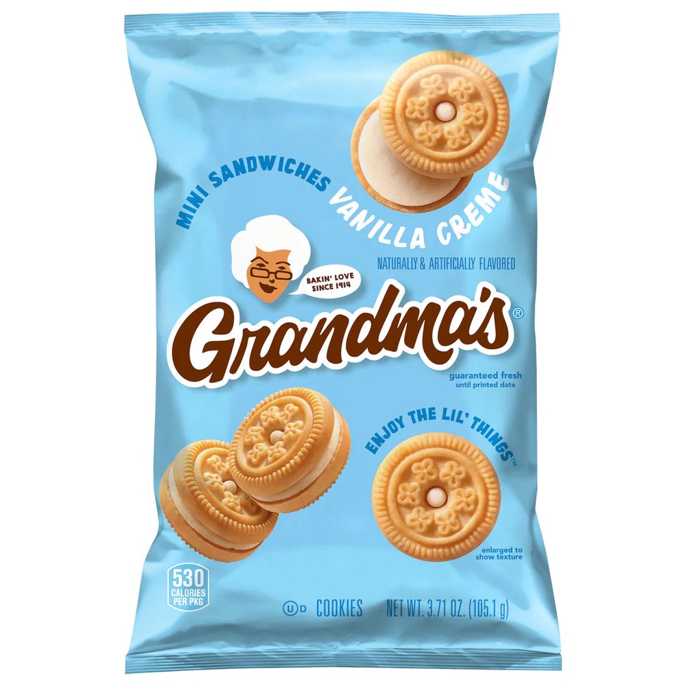 Grandma’s Mini Cookies Vanilla Sandwich Crème Cookies 3.71 oz 24 Pack