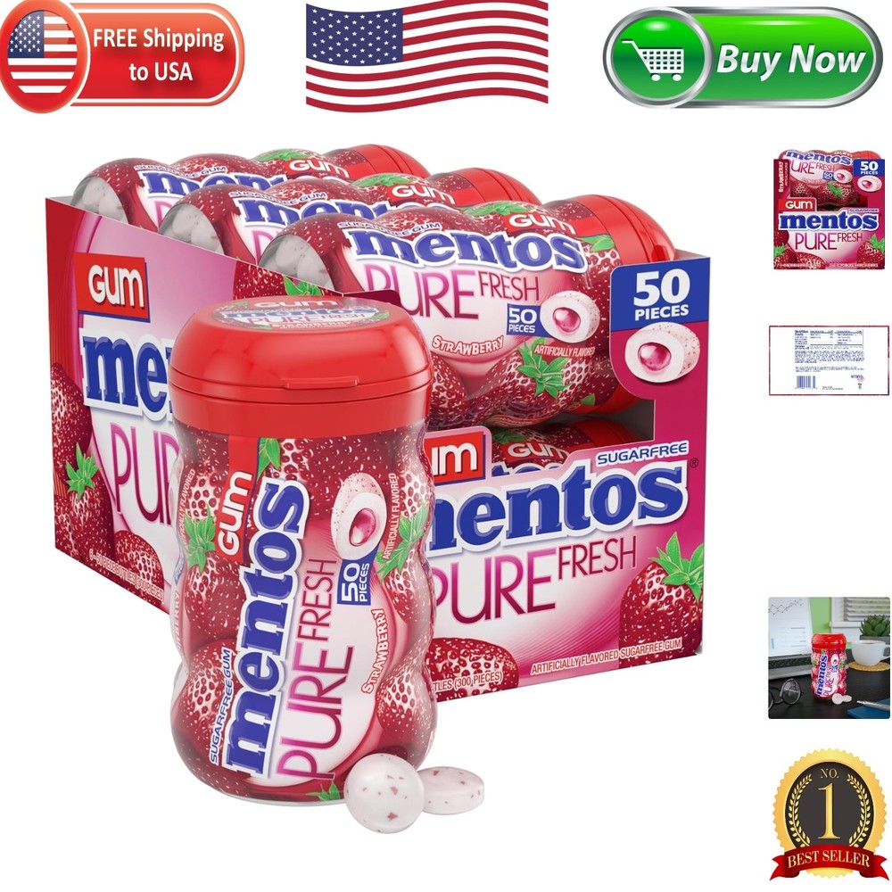 Valentine’s Day Pure Fresh Strawberry Mint Gum Gift Set – 6 Bottles, 300 Count