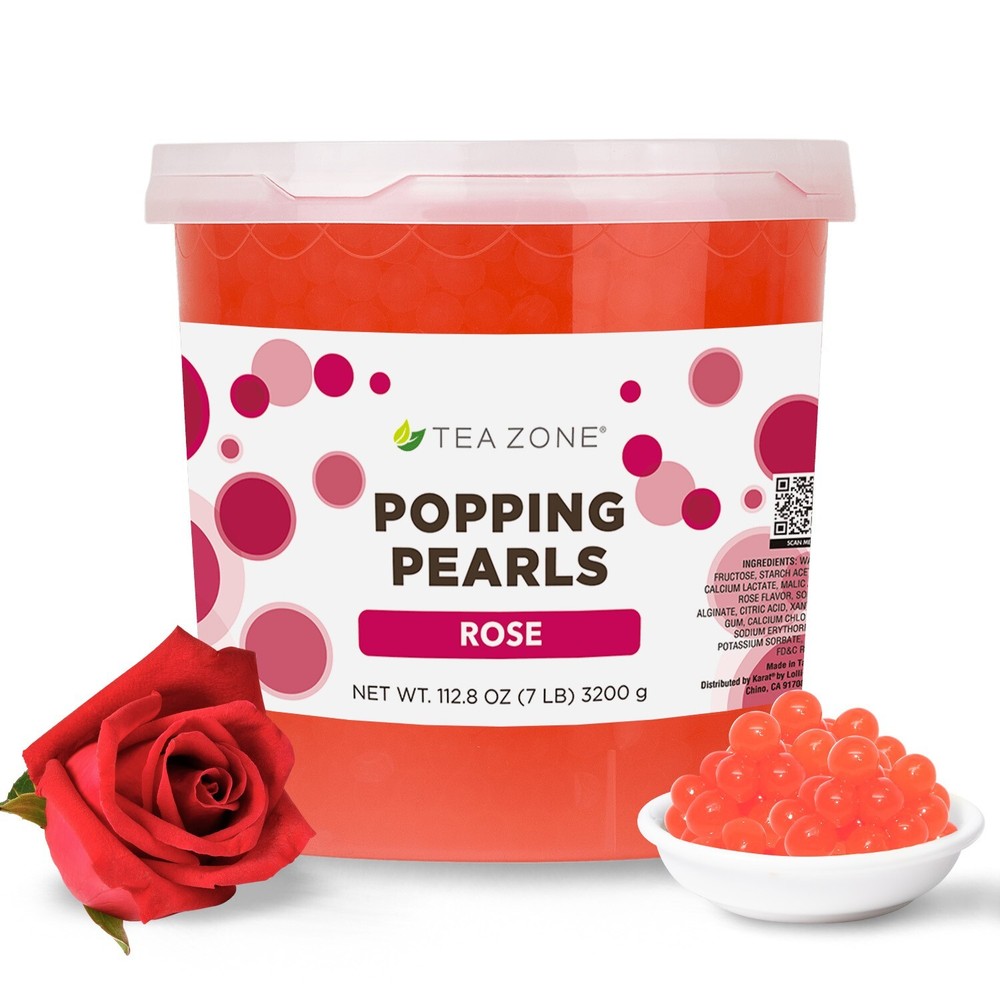 Tea Zone Rose Popping Pearls/Bursting/Popping Boba(B2068, 7 lbs) for Boba Tea