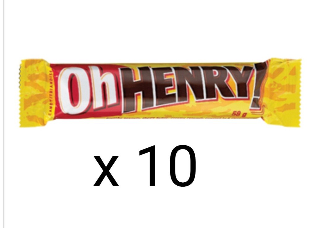 10 x OH HENRY Chocolate Candy Bar Hershey Canadian 58g each Free Shipping