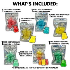 Gummy Bears Freeze Dried Candy Sampler Variety Pack Before and After Gummies
