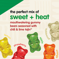 Tajin Gummy Bears, Assorted Fruit Candy Gummies with Chili and Lime Seasoning, M