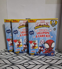 36 Marvel Spidey Cherry Lollipops & Card Kit Valentine’s Day Spiderman 3 Boxes