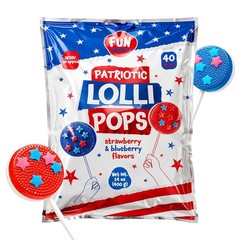 Patriotic Candy – 40 Count – 4th of July Lollipops Individually Wrapped