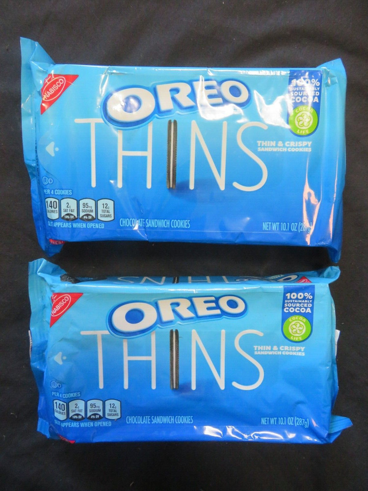 (2) Packages Of Nabisco Oreo Thins Chocolate Sandwich Cookies 10.1 Oz Each !