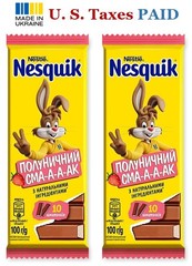 2 Packs Nestle Nesquik Strawberry Milk Chocolate Bars 100g Made in Ukraine