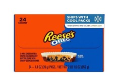 REESE’S OREO Milk Chocolate and White Creme Peanut Butter Cups, Candy Packs, 1.4