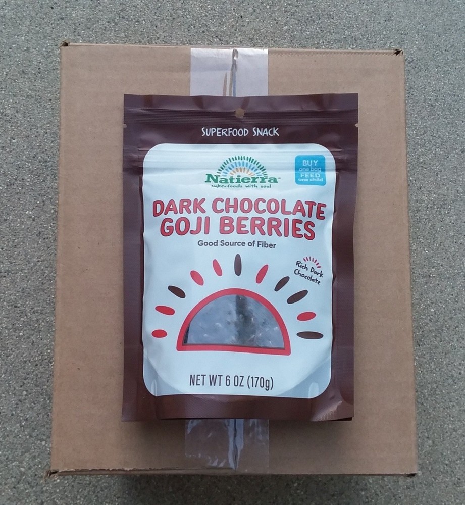 Case of 12 x 6 oz (4.5 lb) Natierra Dark Chocolate Goji Berries Best by Oct 2027