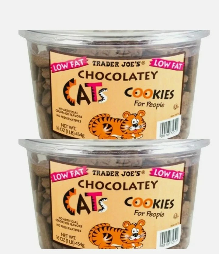 2X Packs Trader Joe’s Chocolatey Cats Cookies Law Fat 16 OZ Each Pack