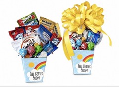 Get Well Soon Care Package Gift Box With Candy-Cookies-Snacks & Yellow Bow