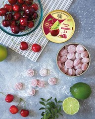 | Double Fruit Drops – Cherry with Lime Filling | 175g 6 ounce Tin