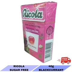 6x 40g Ricola Swiss Alpine Herb Sugar Free Blackcurrant Soothing Refreshment