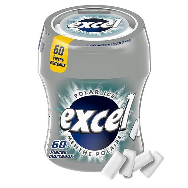 Excel Polar Ice Flavored Sugar Free Chewing Gum 83g Each – 4 Packs Total –