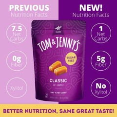 Tom & Jenny’s Sugar Free Caramel – Individually Wrapped Sugar Free Candy – Ze…