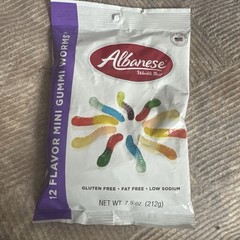 Albanese 12 Flavor Mini Gummi Worms 7.5 Oz Bag Fat Free Gluten Free Low Sodium