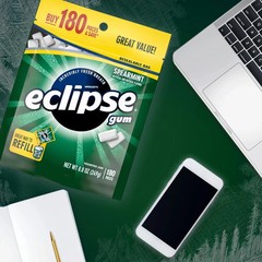 Eclipse Spearmint Sugar Free Chewing Gum, Value Pack – 180 Count Bag, (2 pack)