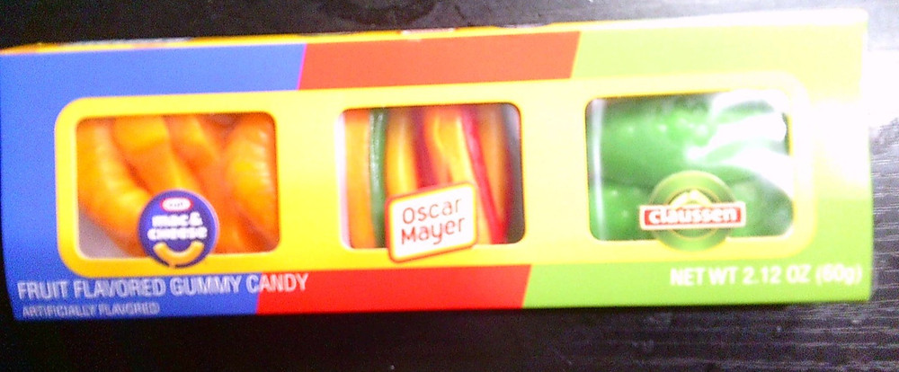NEW 3 pc FOODIE THEME gummy candy MAC & CHEESE PICKLES OSCAR MAYER