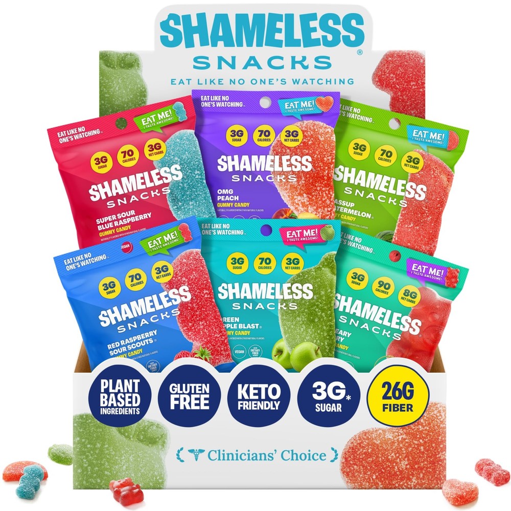 Shameless Snacks Sour Candy & Fruit – Gummy 6 Count (1 Pack)