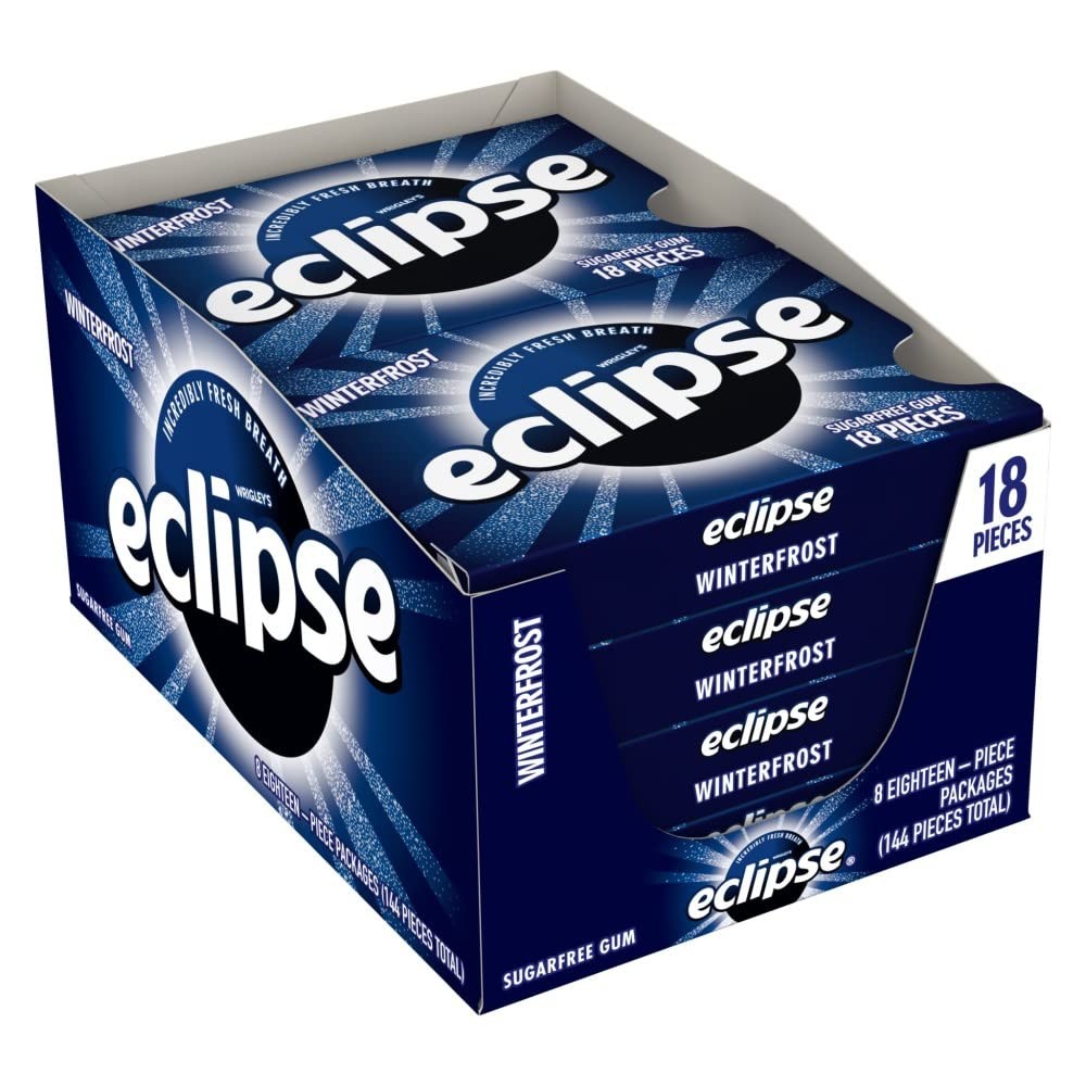 ECLIPSE Winter Frost Sugar-Free Chewing Gum – 8 Packs, 18-Count Each Gum Packs