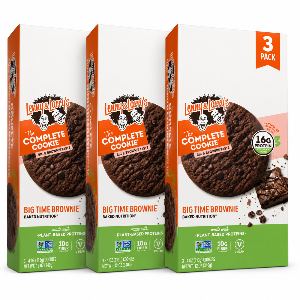 Lenny & Larry’s The Complete Cookie Big Time Brownie 4 oz 12 Pack Each (Pack 3)