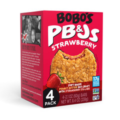 Bobo’s PB&Js, Peanut Butter Oat Crust With Strawberry Filling, 4 Pack of 2.1oz.